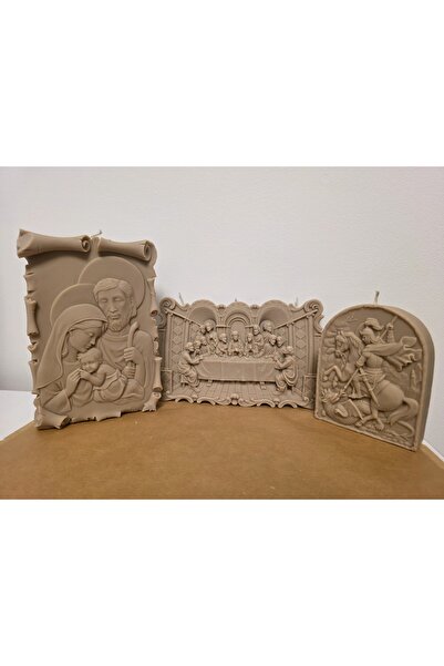fara marca Set of carved decorative candles Holy Family • The Last Supper • St. George