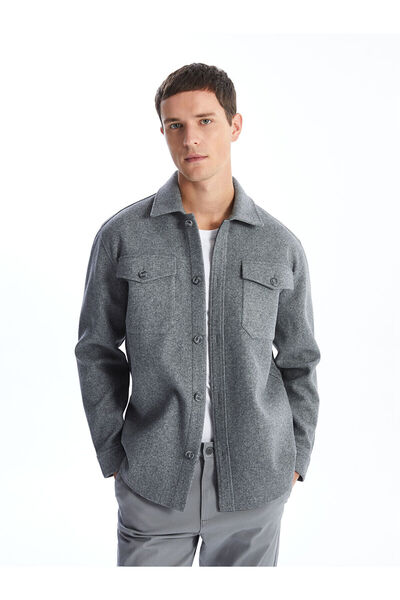 LC Waikiki Regular Fit Long Sleeve Stamped Men's Shirt Jacket