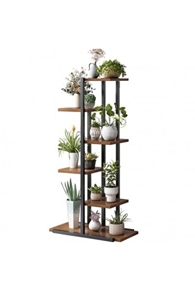 KESNUP 6-tier plant and flower pots stand, metal frame, indoor/outdoor, size 113 x 60 x 20 cm, Black