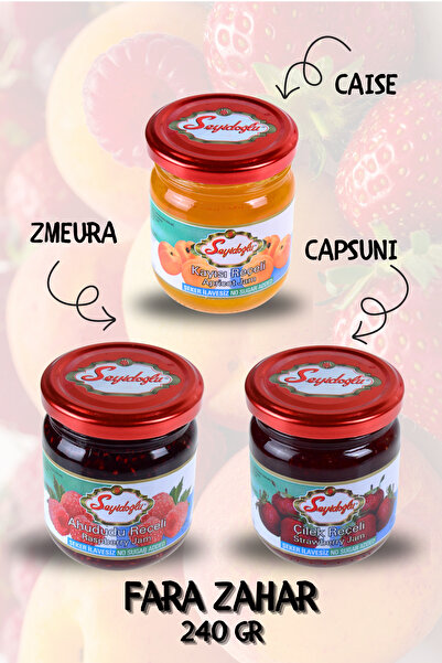 Seyidoğlu Apricot/Strawberry/Raspberry Jam Without Sugar 240 Gr. Seyidoglu - 3 Pieces