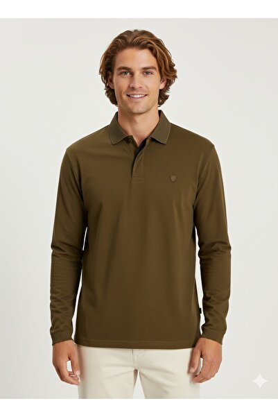 Jack & Jones Polo Neck Long Sleeve Men's Sweat Shirt Khaki
