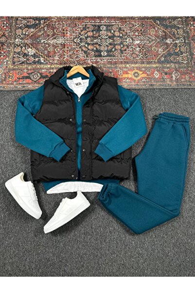 tetramoda Set de guler ridicat vestă umflată căptușită și pantaloni de sport ...