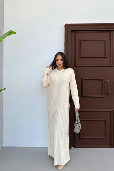 Kirazca Butik Women's Knitted Standard Size Stone Knitwear Sweater Dress