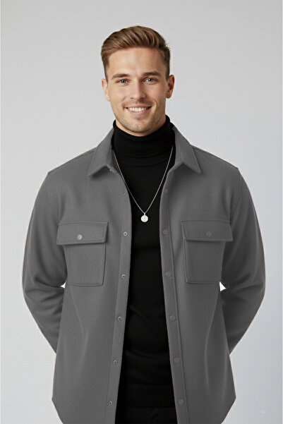 DeepSEA Men's Anthracite Premium Cashmere Jacket – Stylish, Modern and Warm Design Jacket Coat 2500559