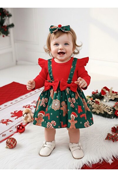 LORE MİEL Girl's Christmas Themed Dress