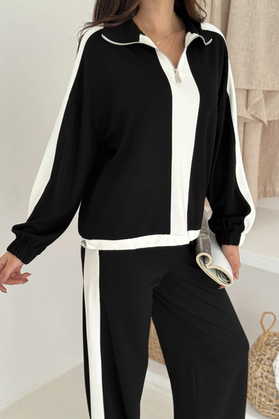 Meine Liebe Unterwäsche Paneled Half Zipper Modal Set