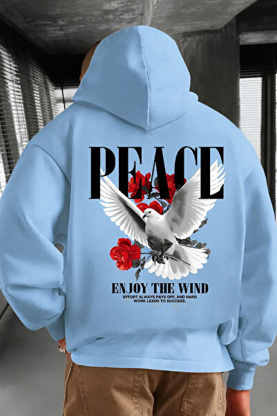 CLASSY.MODA Унісекс худі з капюшоном, кишенями-кенгуру, принтом голубів і тро...