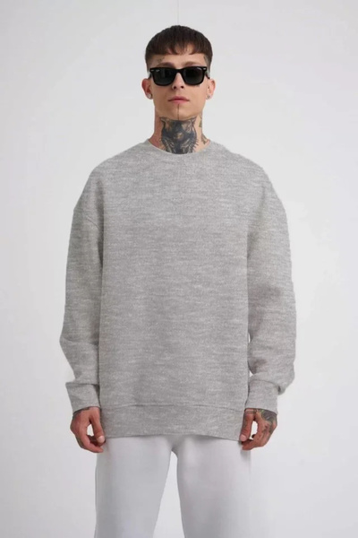 GENCULUS Unisex Biskilet Collar Three Thread Weathirt Gray