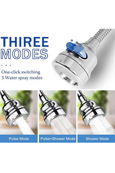 ITALOMIX 360° Flexible Adapter Aerator, With 3 Jet Modes, 19.5 cm, Stainless Steel/ABS, Silver