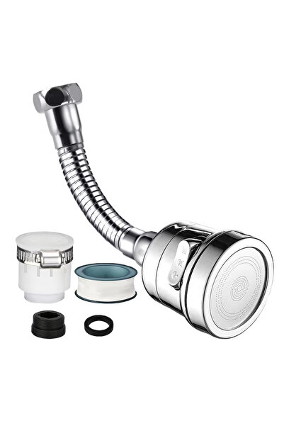 ITALOMIX 360° Flexible Adapter Aerator, With 3 Jet Modes, 19.5 cm, Stainless Steel/ABS, Silver