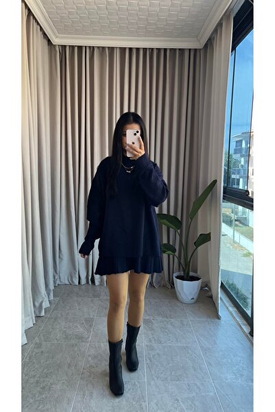 POİNE Women's Stylish High-Neck Sweater-Skirt Basic Top and Bottom Set