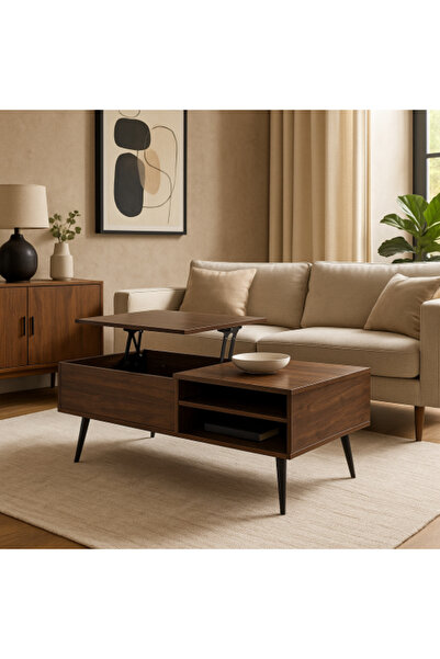 Palma homez Wooden coffee table 120×60×46 cm, liftable, with storage cabinet