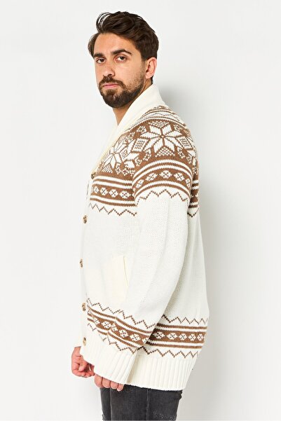 CELIO Men Spread Collar Knitted Cardigan, Multicolor