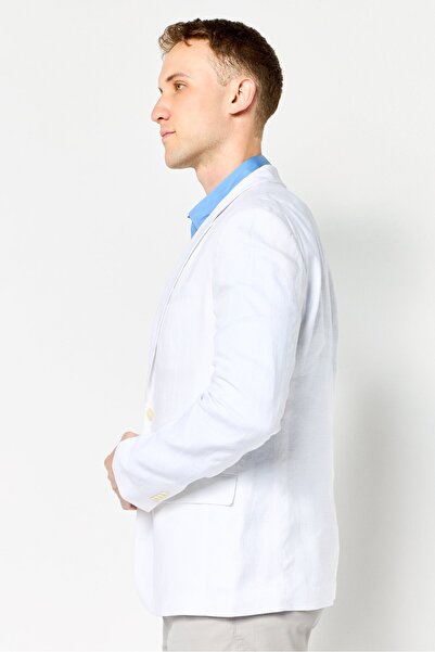 CELIO Men Slim Fit Plain Formal Suit, White