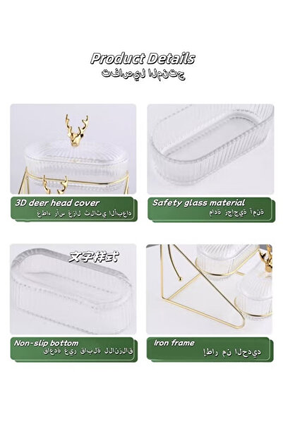 Generic Fruit and Snack Tray Box, Three-Tier with Lid, Suitable for Storing Fruits and Snacks, Glass Version