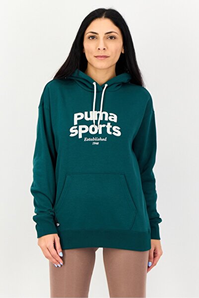 Puma Women Relaxed Fit Long Sleeve Outdoor Hoodie, Green