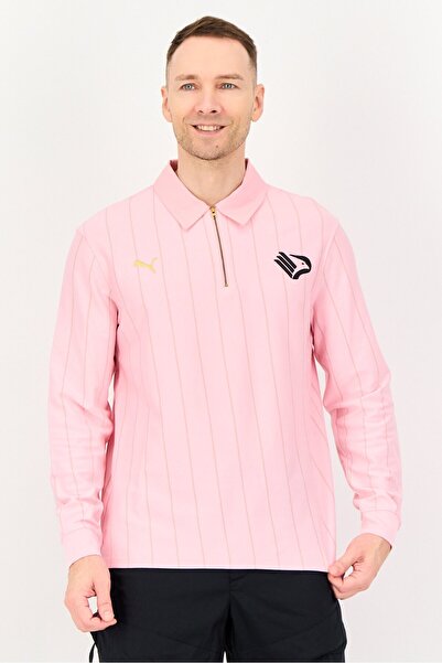 Puma Palermo x Men Sportswear Fit Long Sleeve Outdoor Polo Shirt, Pink