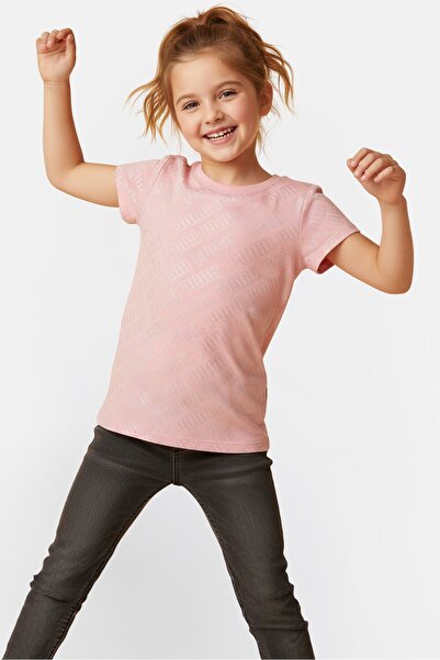 Puma Kids Girl Sportswear Fit Short Sleeve Outdoor T-Shirt, Pink