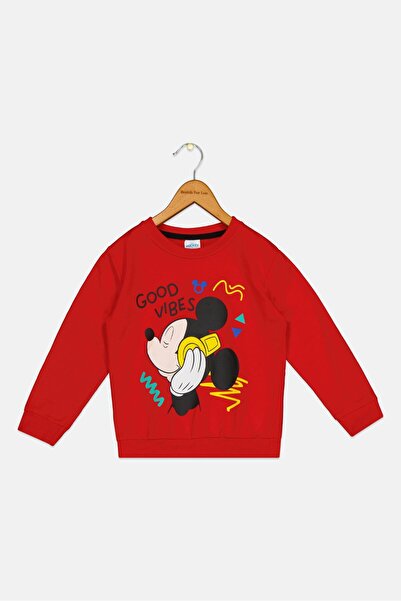 Disney Toddlers Boy Mickey And Friends Graphic Print Long Sleeve Sweatshirt, Red
