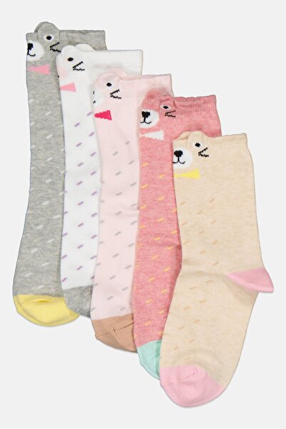 Joe Boxer Kids Girl 5 Pair Allover Print Crew Socks, Multicolor