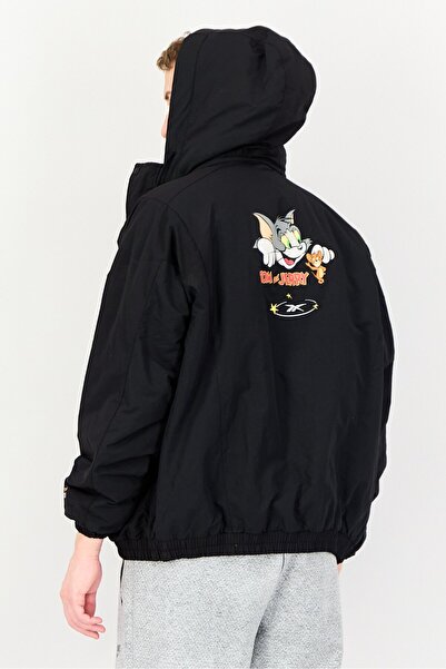 Reebok Tom And Jerry x Men Embroidered Outdoor Jacket, Black