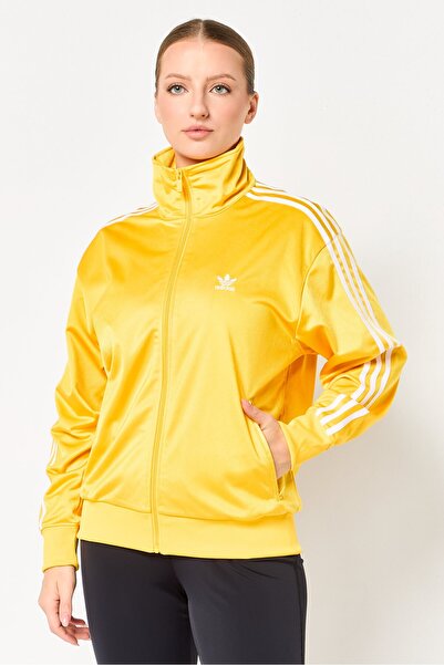 adidas Women Sportwear Fit Brand Logo Long Sleeve Outdoor Jacket, Yellow