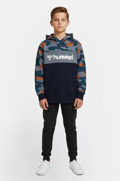 hummel Kids Boy Sportswear Fit Camouflage Print Long Sleeves Outdoor Hoodie, Multicolor