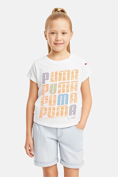 Puma Kids Girl Sportswear Fit Short Sleeve Outdoor T-Shirt, White