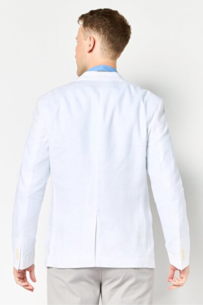 CELIO Men Slim Fit Plain Formal Suit, White