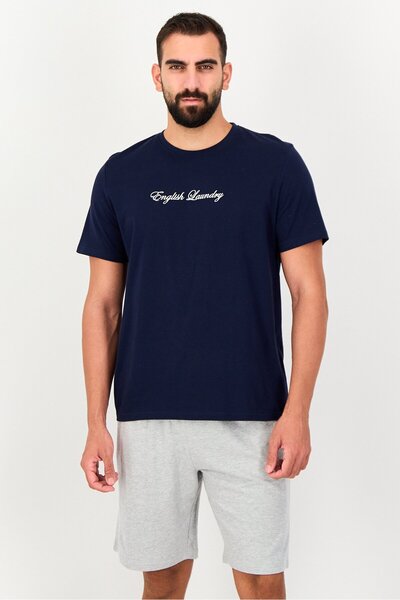 English Factory طقم ملابس نوم رجالي مكون من قطعتين، تي شيرت بأكمام قصيرة وشورت، متعدد الألوان