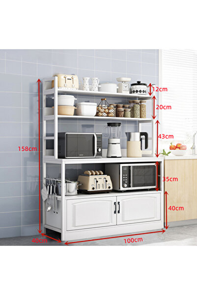 Venpara 4-Tier Kitchen Storage Rack with Hooks - Multipurpose Coffee Corner & Microwave Stand