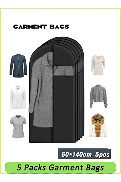 Generic 5 Packs Garment Bags Suit & Dress Cover Suit Bag Clothes Cover For Hanging Clothes, Breathable