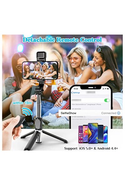 Genaric حامل ثلاثي القوائم محمول لعصا سيلفي مقاس 41 بوصة مع جهاز تحكم لاسلكي،...