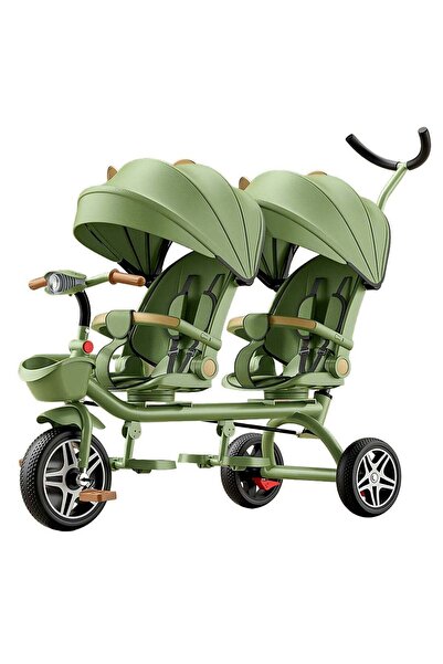 Ma Baby MaBaby 2-in-1 Convertible Double Stroller and Tricycle for Twins, Reclining Seats, 360° Rotating