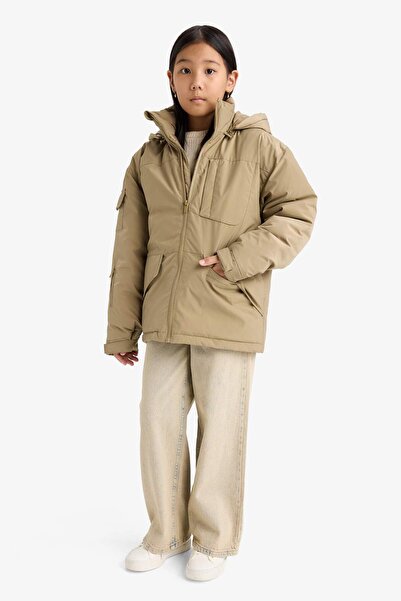 DeFacto Girl's Detachable Faux Fur Collar Hooded Parka F0045A825Au