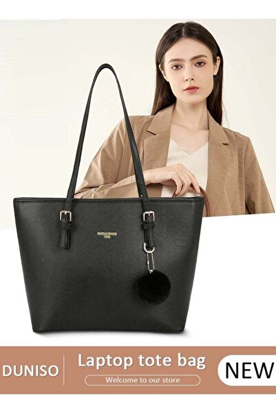 DOMEET Women's Shoulder Laptop Tote Bag Faux Leather Handbag For Women Large Capacity Bucket Bag Fashionabl