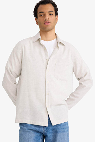DeFacto Cămașă gri deschis pentru bărbați G5922AX/GR184