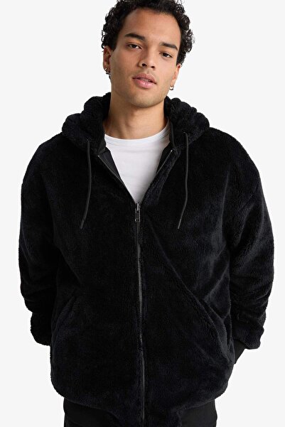 DeFacto Water Repellent O Oversized Fit Wide Fit K Hooded Double-Sided Zippered Pocket Jacket F5721Ax25Wn