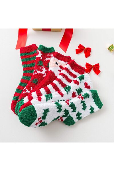 Generic 6 Pairs Christmas Fuzzy Socks Women Soft Microfiber Warm Slipper Socks Cozy Sleeping Winter Gift
