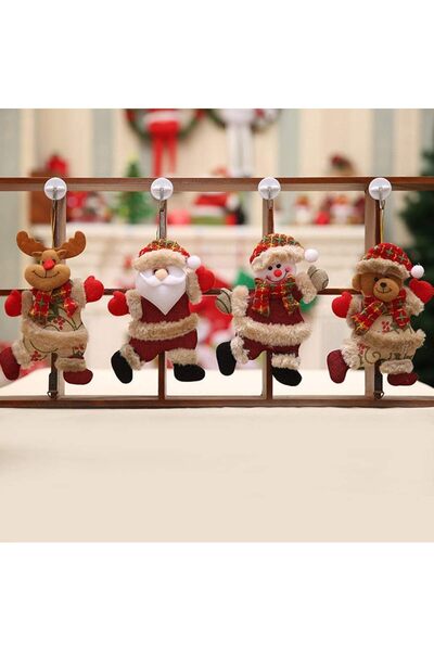 Generic مجموعة من 4 قطع من زينة شجرة الكريسماس، دمية سانتا كلوز المحشوة، هدية...