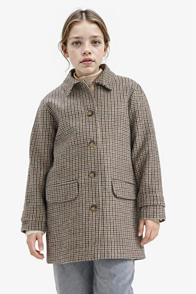 DeFacto Girl's Shirt Collar Buttoned Checkered Cashmere Coat G2580A825Wn