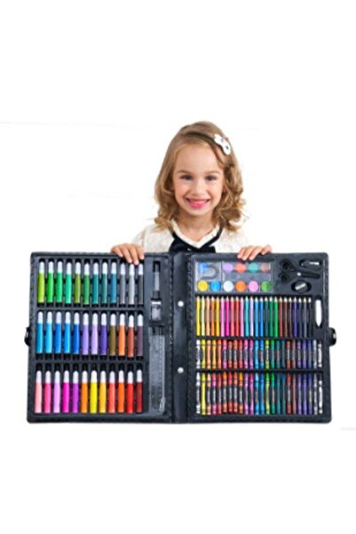 KidLe 150pcs Kids Art Drawing Set - Watercolor Pens, Wax Crayons, Oil Pastels, Pencils & Brushes