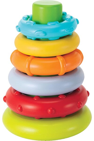 Generic Baby Stacking Rings Toy Colorful Rocking Rattle Ring Stacker for Infants Toddlers Hand Eye Skill