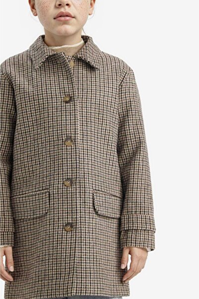 DeFacto Girl's Shirt Collar Buttoned Checkered Cashmere Coat G2580A825Wn