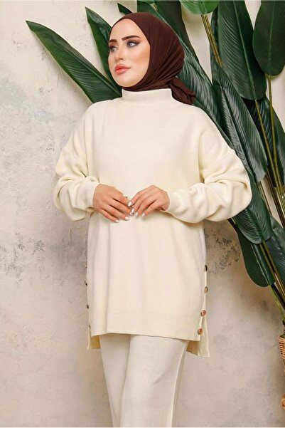 TRENDTESETTÜR Women's Ecru Tricot Tunic t 0108-1