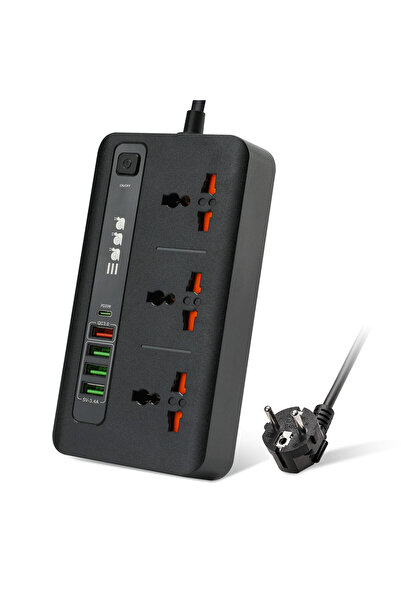 Generic Compact Power Strip with USB C, 3 AC Outlets Fast Charging Station