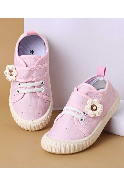 Cute Walk by Babyhug Velcro Closure Casual Shoes with Floral Applique - Pink