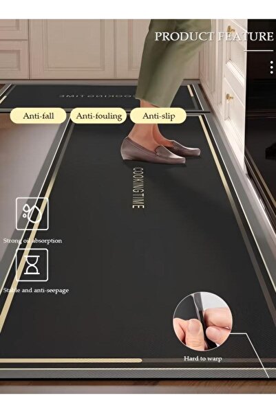 DOMEET Diatom Mud Kitchen Mat Set, Contemporary Style, Anti-Skidding Rubber Grip, Washable