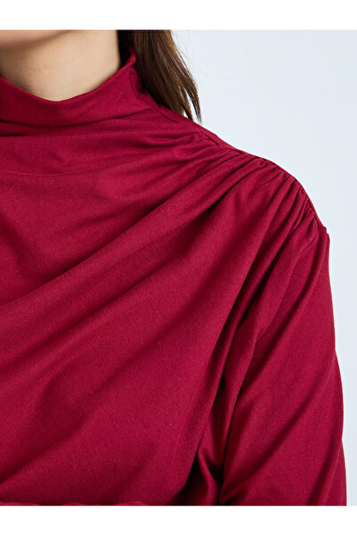 Take Two By Styli High Neck Ruching Detail Long Sleeve Top