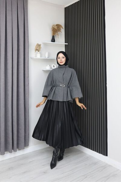 MİSS M.A.T FASHİON معطف قصير من الجلد المستورد عالي الجودة مع حزام